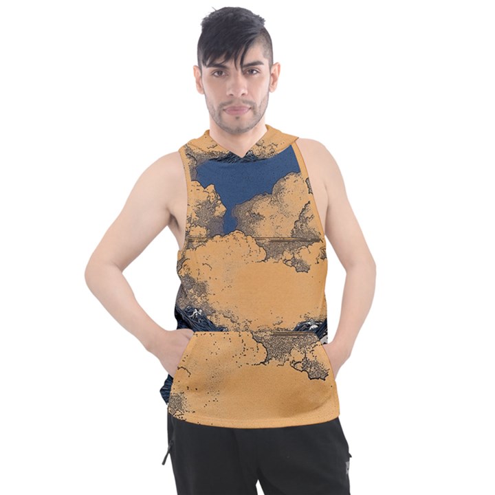 Wave Aesthetic Ocean Retro Sea Vintage Men s Sleeveless Hoodie