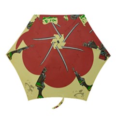 Meme Samurai Artwork Japaneses Mini Folding Umbrellas by Cendanart