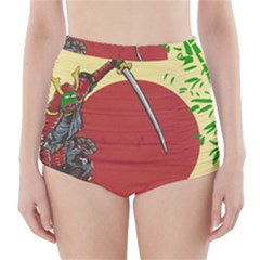 Meme Samurai Artwork Japaneses High-waisted Bikini Bottoms by Cendanart