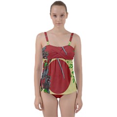 Meme Samurai Artwork Japaneses Twist Front Tankini Set by Cendanart