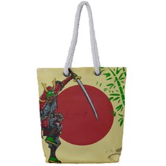 Meme Samurai Artwork Japaneses Full Print Rope Handle Tote (small) by Cendanart