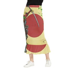 Meme Samurai Artwork Japaneses Maxi Fishtail Chiffon Skirt by Cendanart