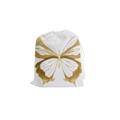 Simulated Gold Leaf Gilded Butterfly Drawstring Pouch (small) by essentialimage