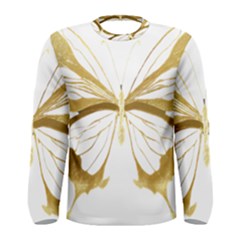 Simulated Gold Leaf Gilded Butterfly Men s Long Sleeve T-shirt by essentialimage