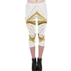 Simulated Gold Leaf Gilded Butterfly Capri Leggings  by essentialimage