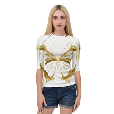 Simulated Gold Leaf Gilded Butterfly Quarter Sleeve Raglan T-shirt by essentialimage