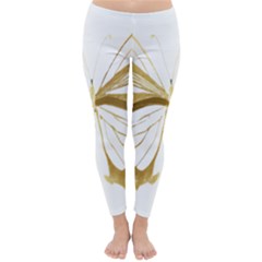 Simulated Gold Leaf Gilded Butterfly Classic Winter Leggings