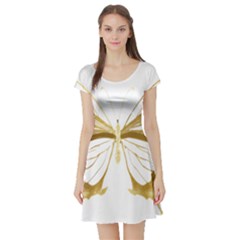 Simulated Gold Leaf Gilded Butterfly Short Sleeve Skater Dress by essentialimage