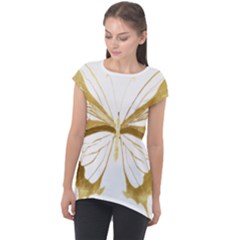 Simulated Gold Leaf Gilded Butterfly Cap Sleeve High Low Top by essentialimage