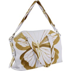 Simulated Gold Leaf Gilded Butterfly Canvas Crossbody Bag by essentialimage