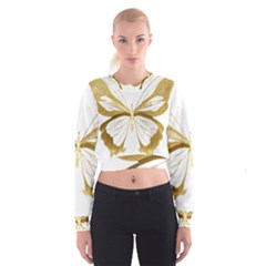 Simulated Gold Leaf Gilded Butterfly Cropped Sweatshirt by essentialimage