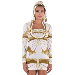 Simulated Gold Leaf Gilded Butterfly Long Sleeve Hooded T-shirt by essentialimage