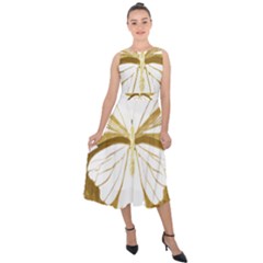 Simulated Gold Leaf Gilded Butterfly Midi Tie-back Chiffon Dress by essentialimage