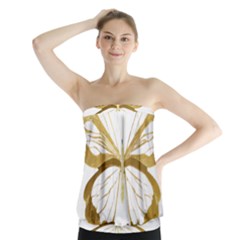 Simulated Gold Leaf Gilded Butterfly Strapless Top by essentialimage