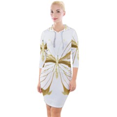 Simulated Gold Leaf Gilded Butterfly Quarter Sleeve Hood Bodycon Dress by essentialimage