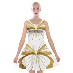 Simulated Gold Leaf Gilded Butterfly Velvet Skater Dress by essentialimage