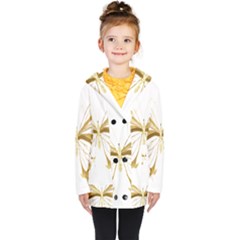 Simulated Gold Leaf Gilded Butterfly Kids  Double Breasted Button Coat by essentialimage