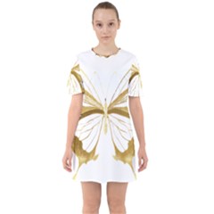 Simulated Gold Leaf Gilded Butterfly Sixties Short Sleeve Mini Dress by essentialimage