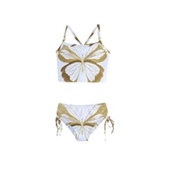 Simulated Gold Leaf Gilded Butterfly Girls  Tankini Swimsuit by essentialimage