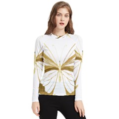 Simulated Gold Leaf Gilded Butterfly Women s Long Sleeve Rash Guard by essentialimage