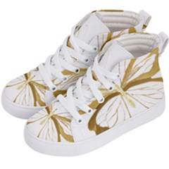 Simulated Gold Leaf Gilded Butterfly Kids  Hi-top Skate Sneakers by essentialimage