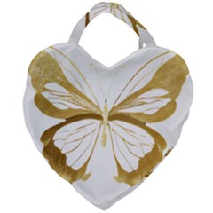 Simulated Gold Leaf Gilded Butterfly Giant Heart Shaped Tote by essentialimage