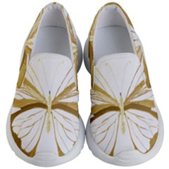 Simulated Gold Leaf Gilded Butterfly Kids Lightweight Slip Ons by essentialimage