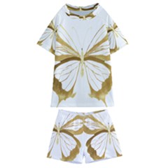 Simulated Gold Leaf Gilded Butterfly Kids  Swim T-shirt And Shorts Set by essentialimage