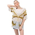 Simulated Gold Leaf Gilded Butterfly Oversized Chiffon Top View1