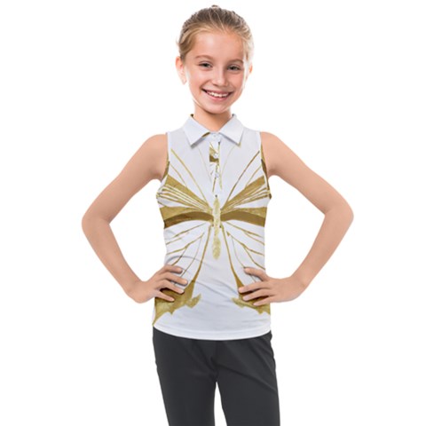 Simulated Gold Leaf Gilded Butterfly Kids  Sleeveless Polo T-shirt by essentialimage