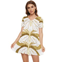 Simulated Gold Leaf Gilded Butterfly Tiered Short Sleeve Babydoll Dress by essentialimage