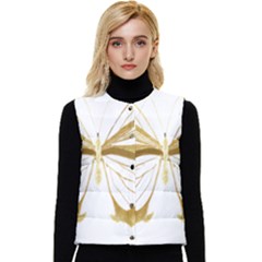 Simulated Gold Leaf Gilded Butterfly Women s Button Up Puffer Vest