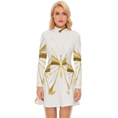 Simulated Gold Leaf Gilded Butterfly Long Sleeve Velour Longline Dress by essentialimage