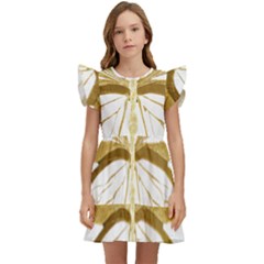 Simulated Gold Leaf Gilded Butterfly Kids  Winged Sleeve Dress