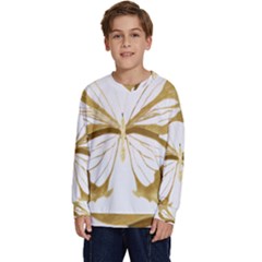 Simulated Gold Leaf Gilded Butterfly Kids  Crewneck Sweatshirt