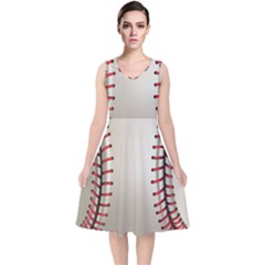 Baseball V-neck Midi Sleeveless Dress  by Ket1n9