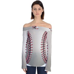 Baseball Off Shoulder Long Sleeve Top by Ket1n9