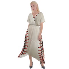 Baseball Cross Front Sharkbite Hem Maxi Dress by Ket1n9