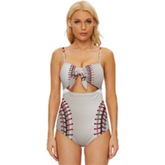 Baseball Knot Front One-piece Swimsuit by Ket1n9