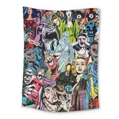 Vintage Horror Collage Pattern Medium Tapestry by Ket1n9