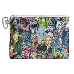 Vintage Horror Collage Pattern Canvas Cosmetic Bag (xl) by Ket1n9