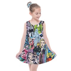 Vintage Horror Collage Pattern Kids  Summer Dress by Ket1n9