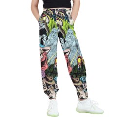 Vintage Horror Collage Pattern Kids  Joggers by Ket1n9