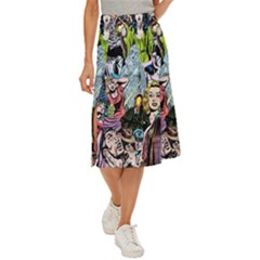 Vintage Horror Collage Pattern Midi Panel Skirt by Ket1n9