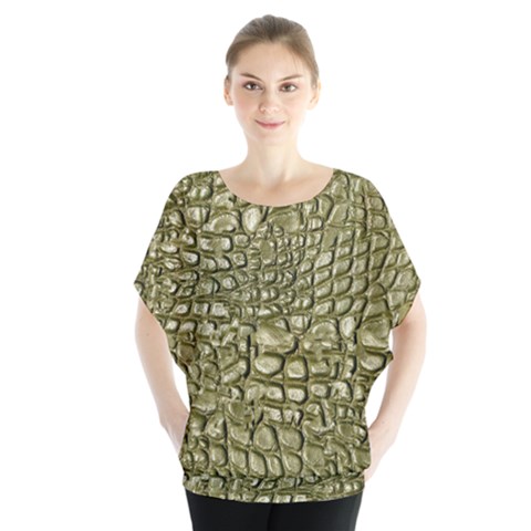 Aligator Skin Batwing Chiffon Blouse by Ket1n9