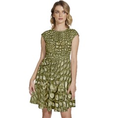 Aligator Skin Cap Sleeve High Waist Dress by Ket1n9