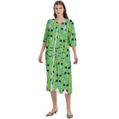 Alien Pattern- Women s Cotton 3/4 Sleeve Night Gown by Ket1n9