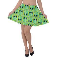 Alien Pattern- Velvet Skater Skirt by Ket1n9