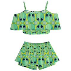 Alien Pattern- Kids  Off Shoulder Skirt Bikini by Ket1n9