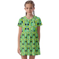 Alien Pattern- Kids  Asymmetric Collar Dress by Ket1n9